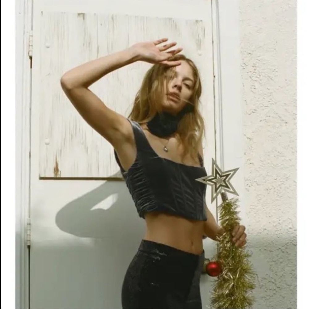 Zara Velvet Corset Bustier Crop Top